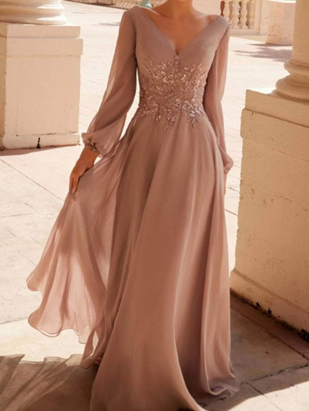 NWT Nox Anabel ME128 Chiffon Mother of the Bride Dress Cappuccino size 16W